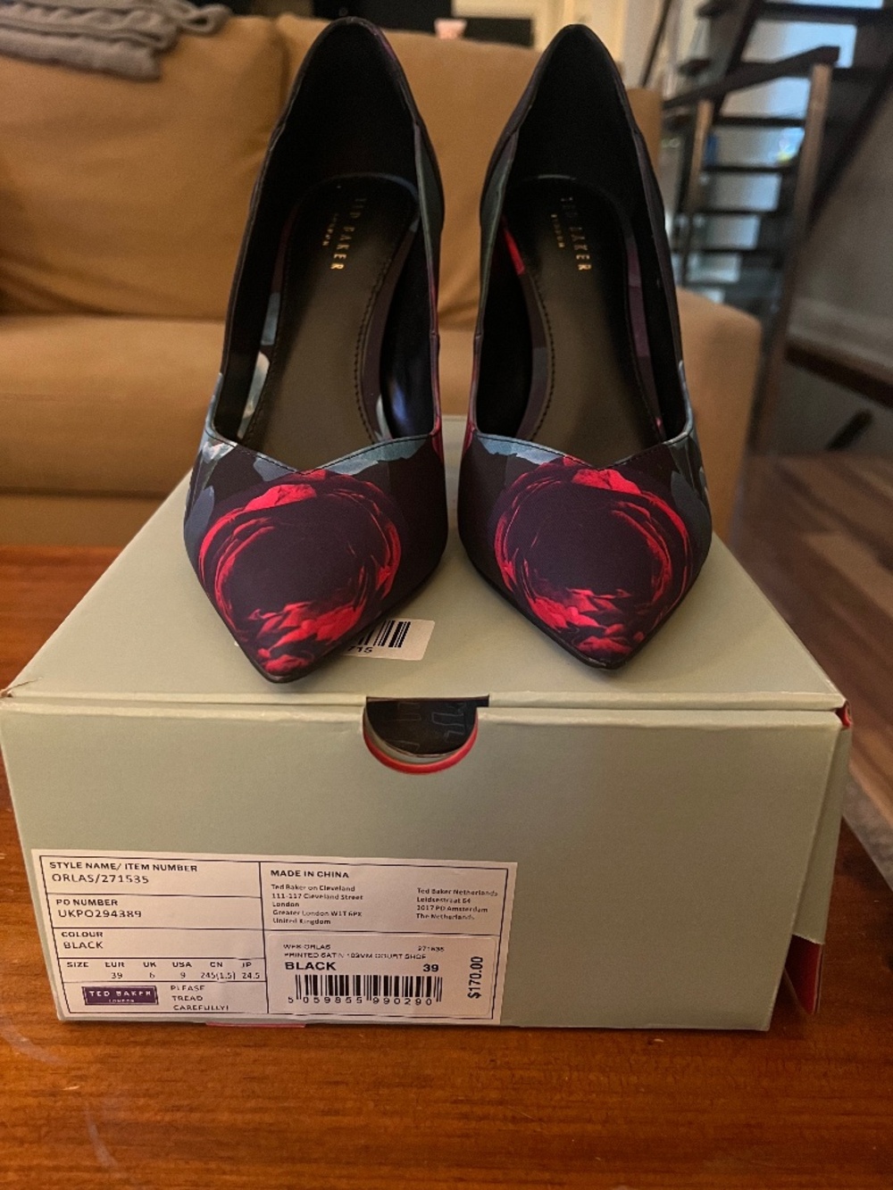 Ted Baker Orlas Black Satin Court Shoes